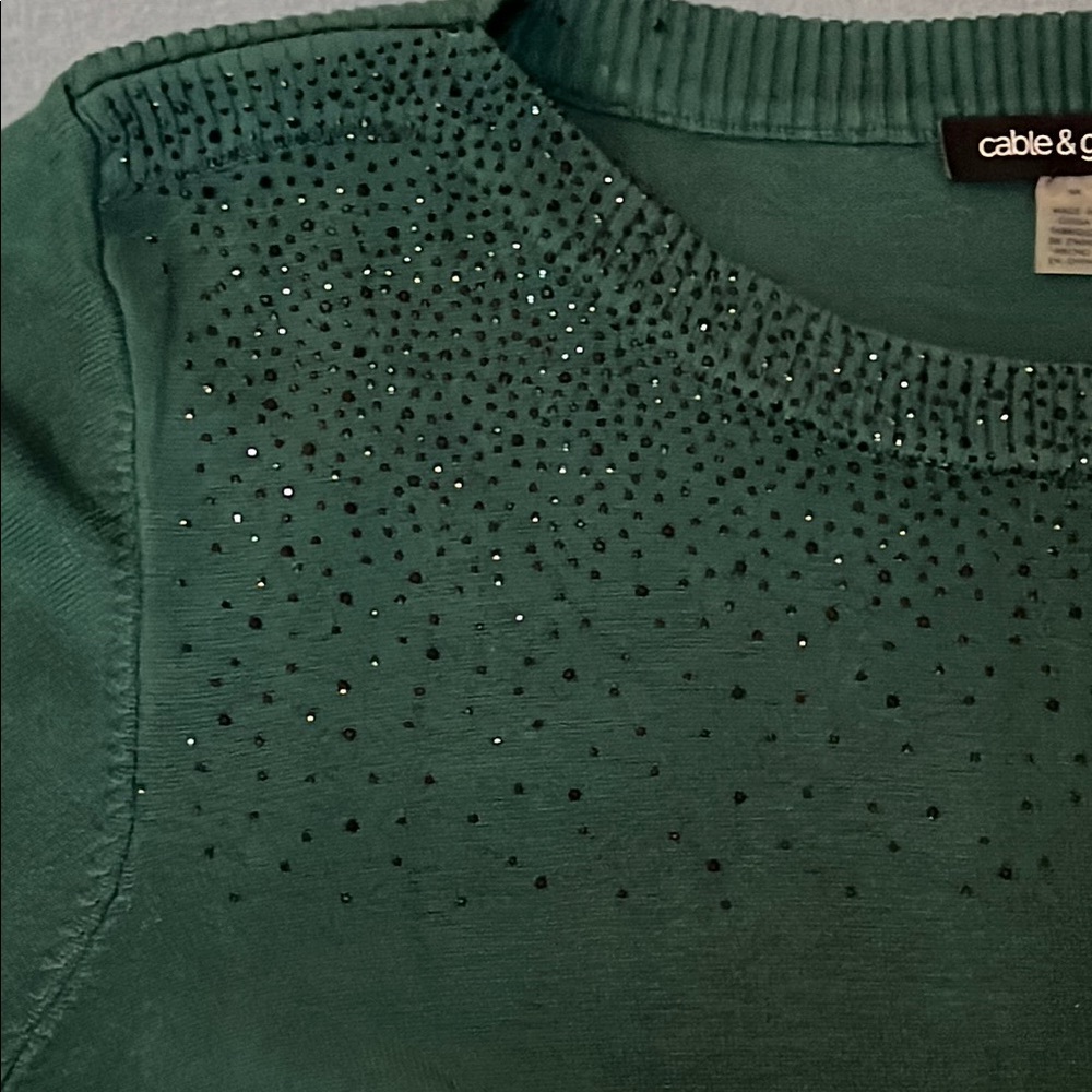 Sparkly Green Crew Neck Sweater